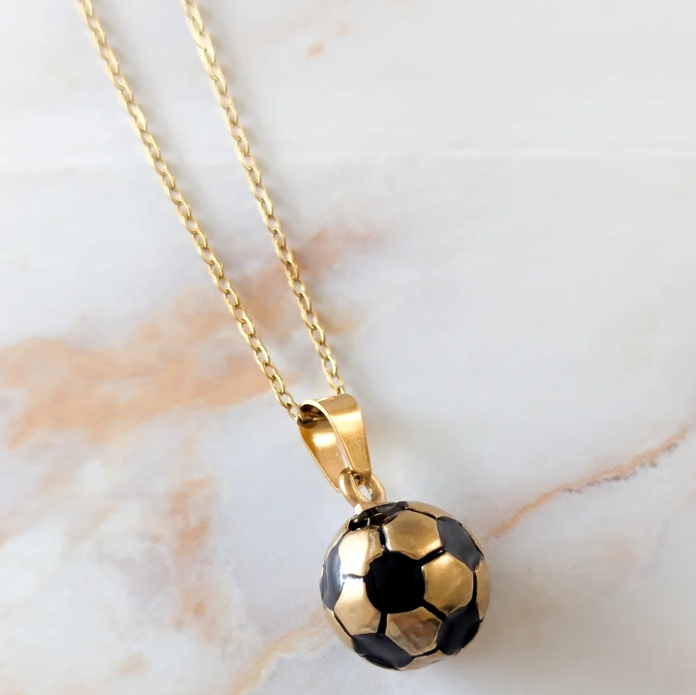 3D Vintage Style Soccer Ball Pendant Necklace 2026 World Cup Ready Jewelry